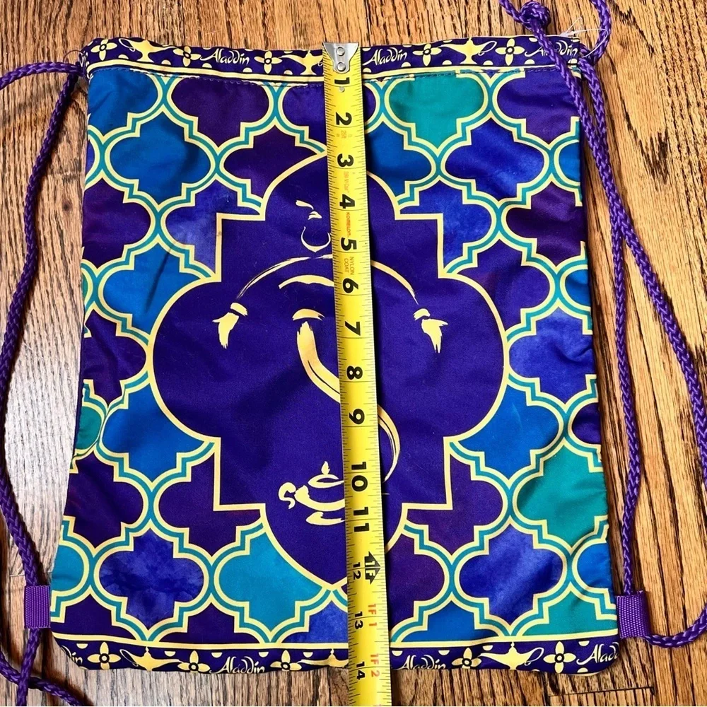 Disney Aladdin Jasmine Genie Cinch Drawstring Bag Backpack Purple Blue 14inx12in